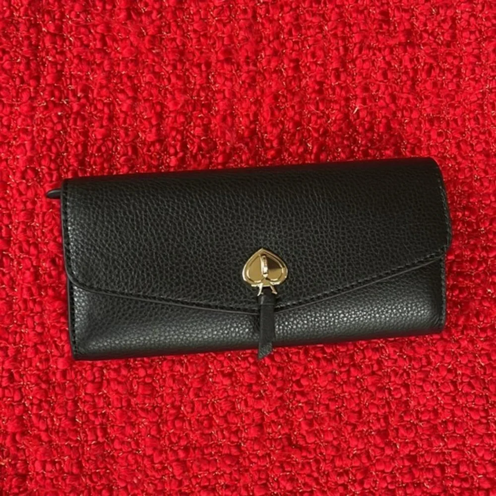 Kate Spade Marti Large Slim Flap Wallet Black - Picture 1 of 16